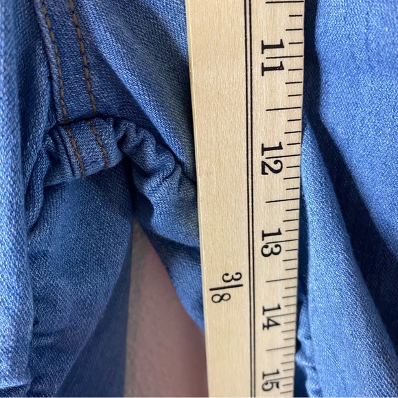 Labijou Boujee Chic Ruche Sides Scrunched Jeans Womens M Medium Blue Stacked - Picture 6 of 16